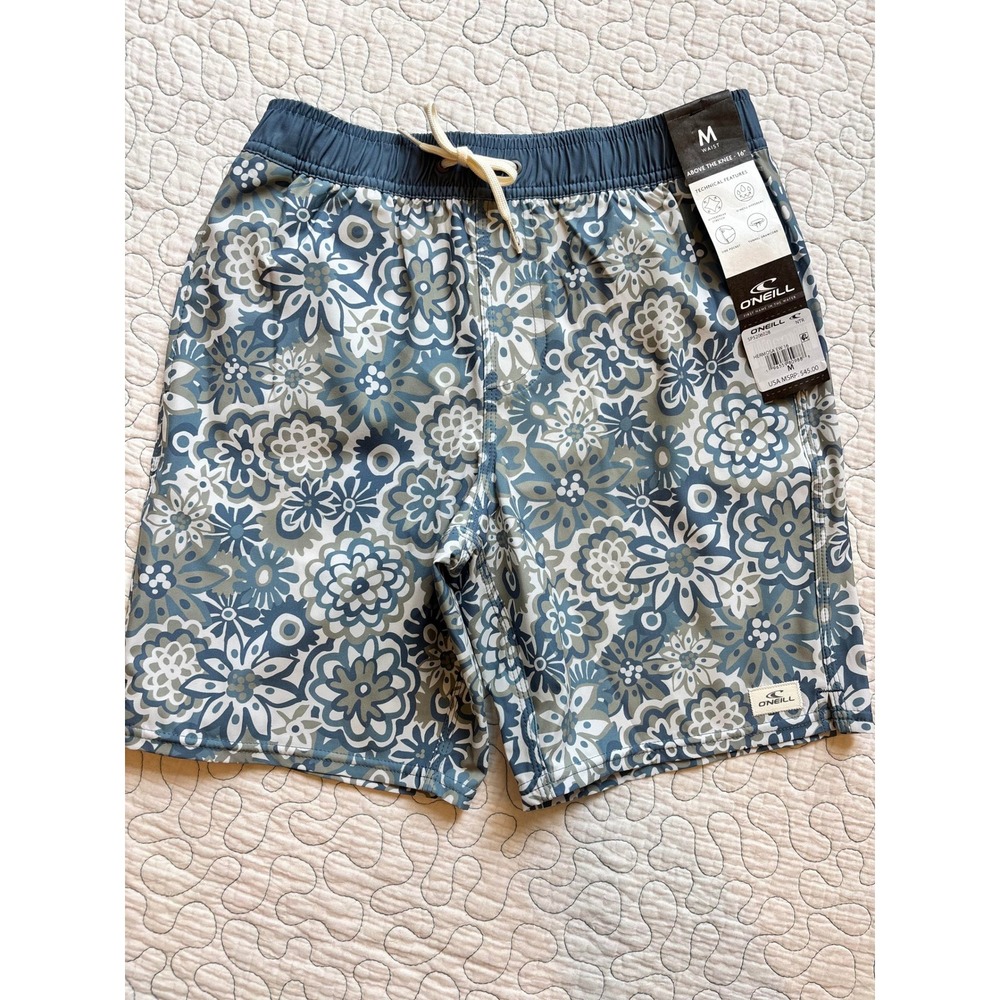 O'Neill Boys Hermosa Boardshorts Blue‎ Floral Mandala Swim Trunks Size Medium
